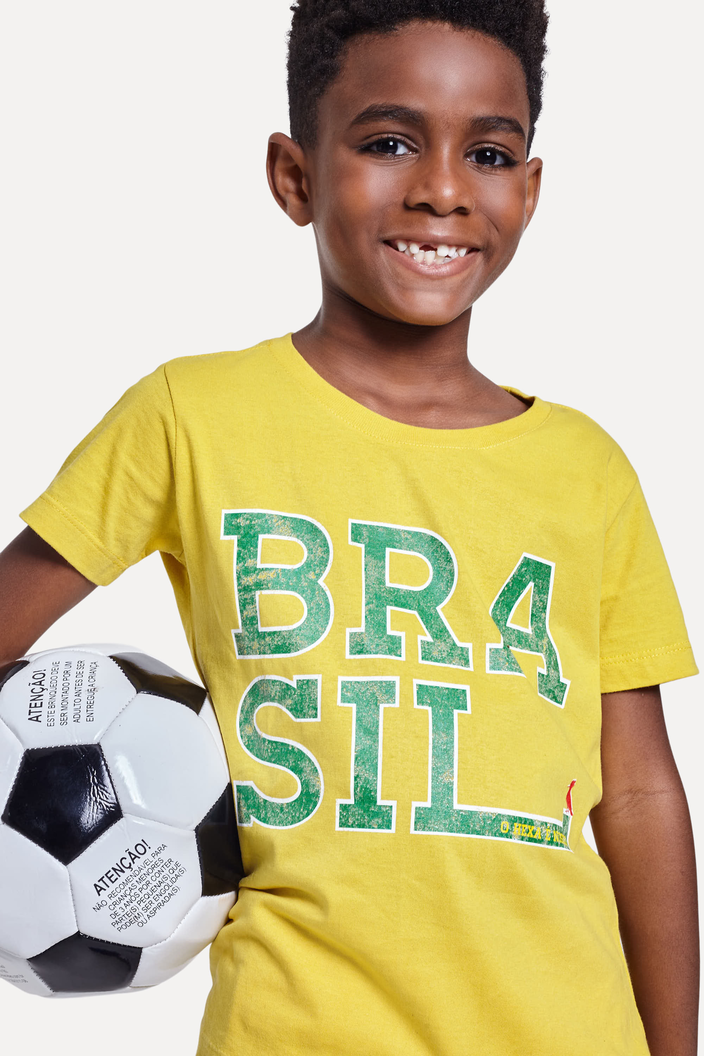 CAMISETA AMARELA RESERVA MINI ESTAMPADA BRASIL