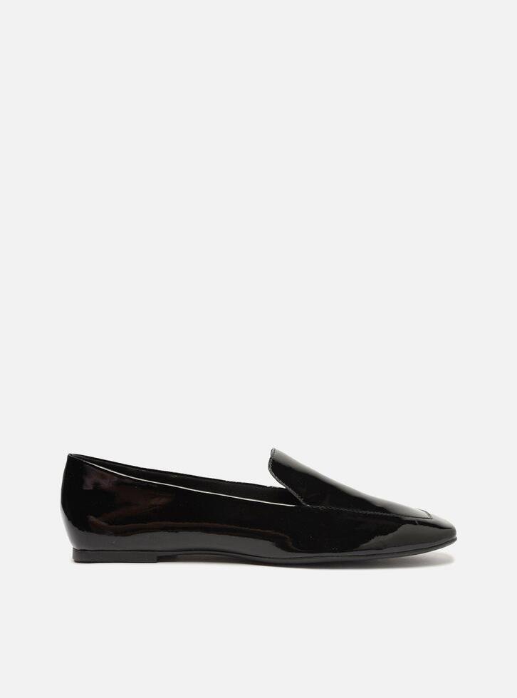 Mocassim Preto Verniz Bico Quadrado Easy