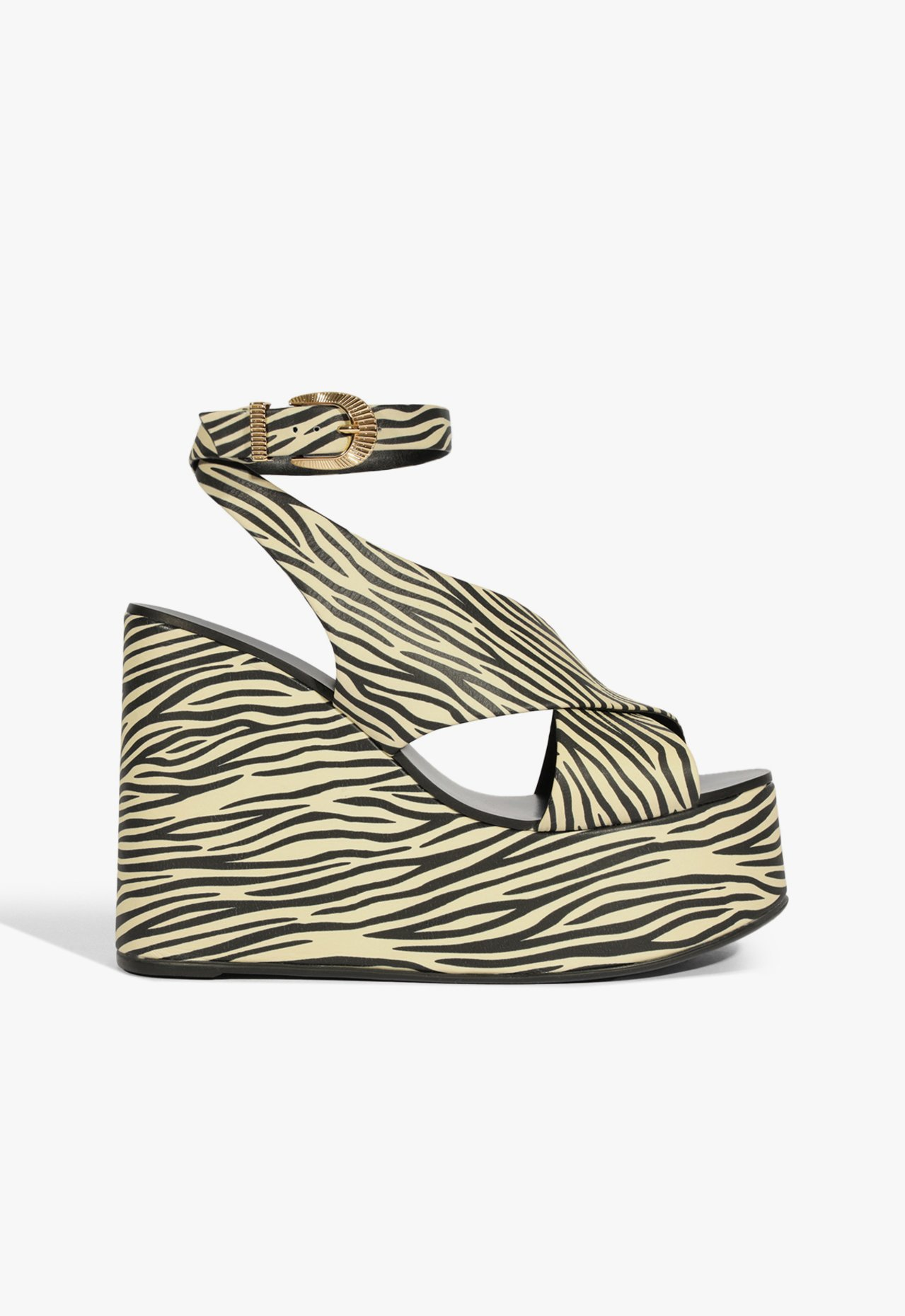 AMPERS&ONE カイレル サポラ Sandália Plataforma Cruzada Couro Zebra | ZZ MALL