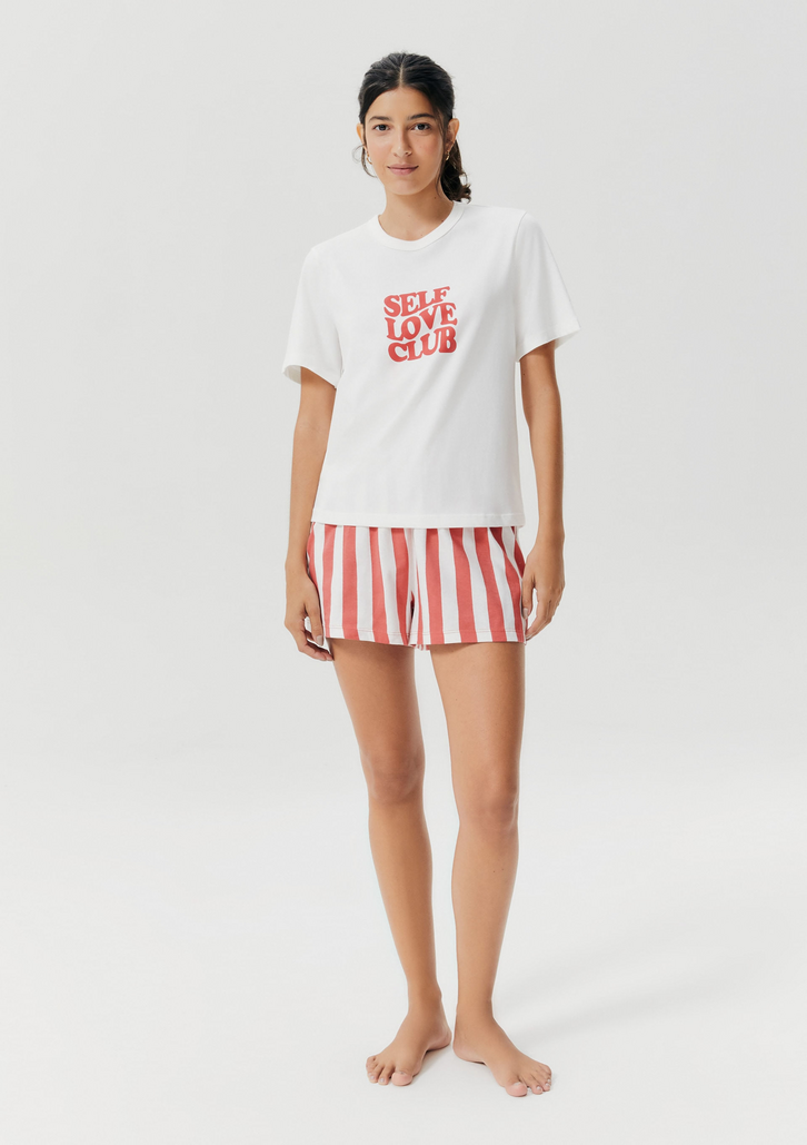 Pijama Off White Hering Curto Feminino + Saquinho