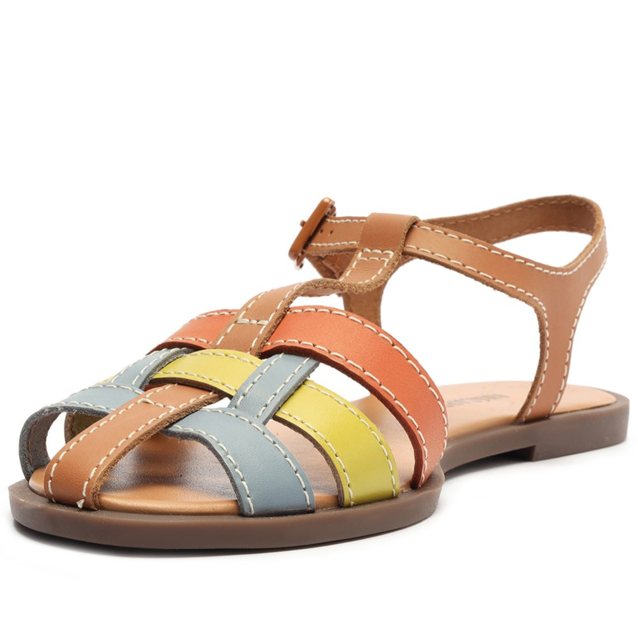 E様✩︎⡱ Sandália Plataforma Marrom Anacapri Tratorada Detalhe Verde