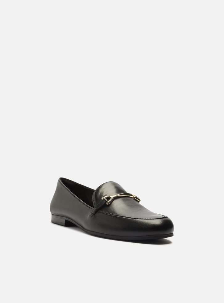 MOCASSIM PRETO AREZZO COURO RASTEIRO FIVELA