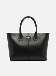 Bolsa Shopping Preta Arezzo Couro Grande Tag Bombada
