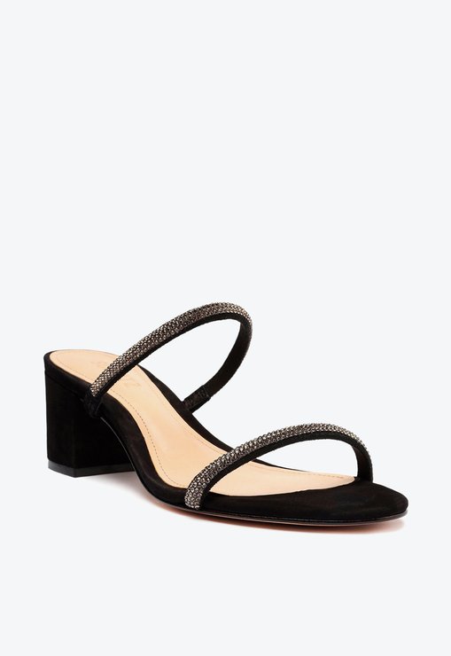 MULE Schutz BLOCK HEEL ARC GLAM BLACK