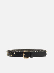 Cinto Preto Arezzo Couro Fivela Metálica Tachas