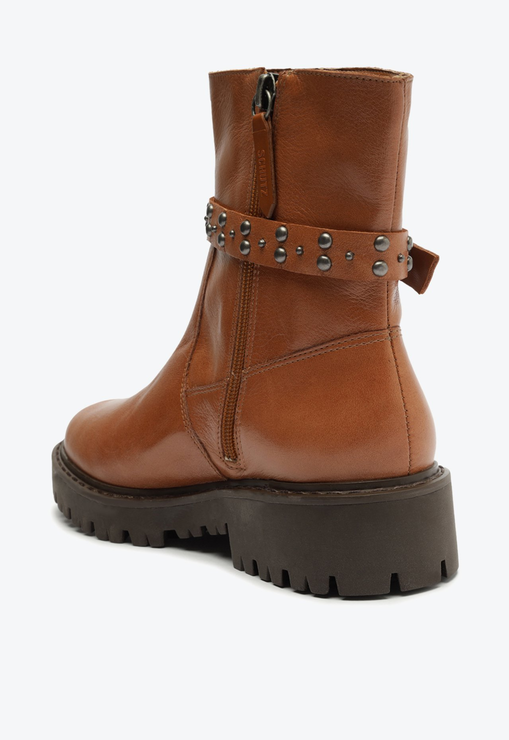Bota Cano Médio Couro Marrom