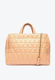 Bolsa Tote Rosa Schutz Grande New 944 Couro Matelassê Amêndoa
