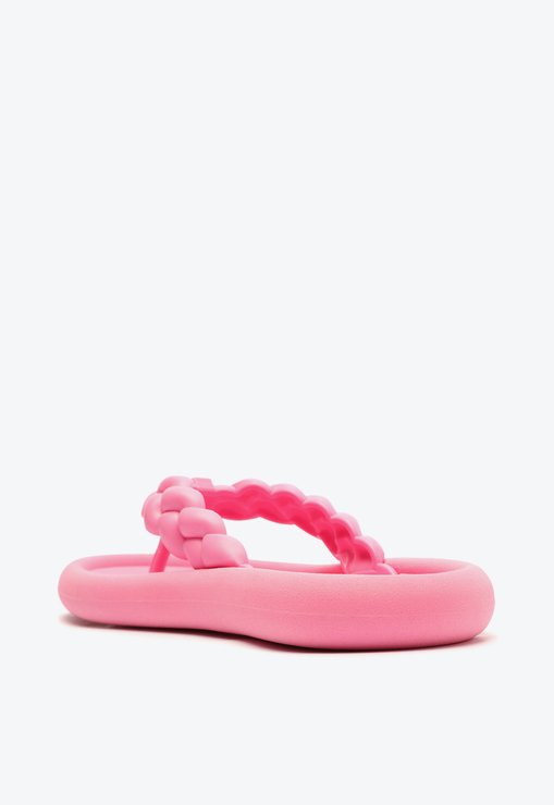 Sandália Flip Flop Jelly Trançada Rosa