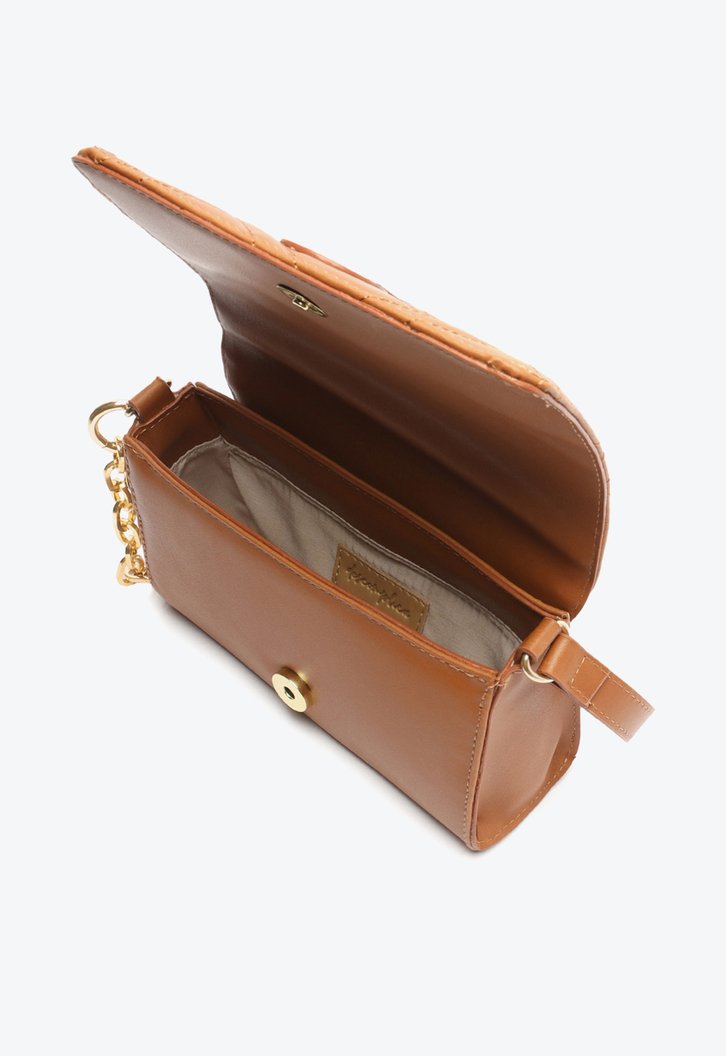 Bolsa Tiracolo Estruturada Marrom Correntes Média