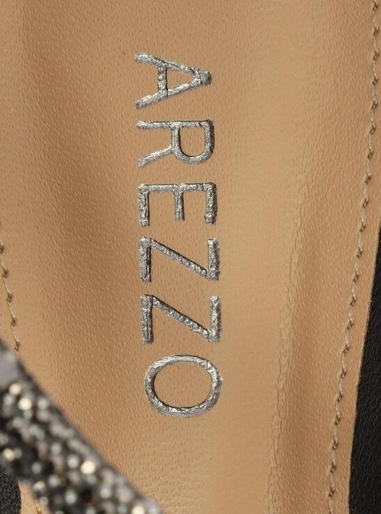 SANDÁLIA RASTEIRA PRETA AREZZO SNAKE STRASS
