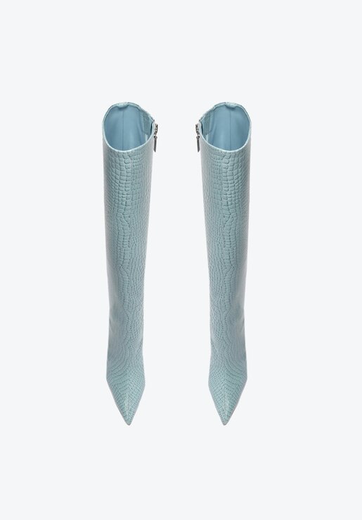 BOTA AZUL SCHUTZ SALTO ANABELA ASYA UP COURO CROCO