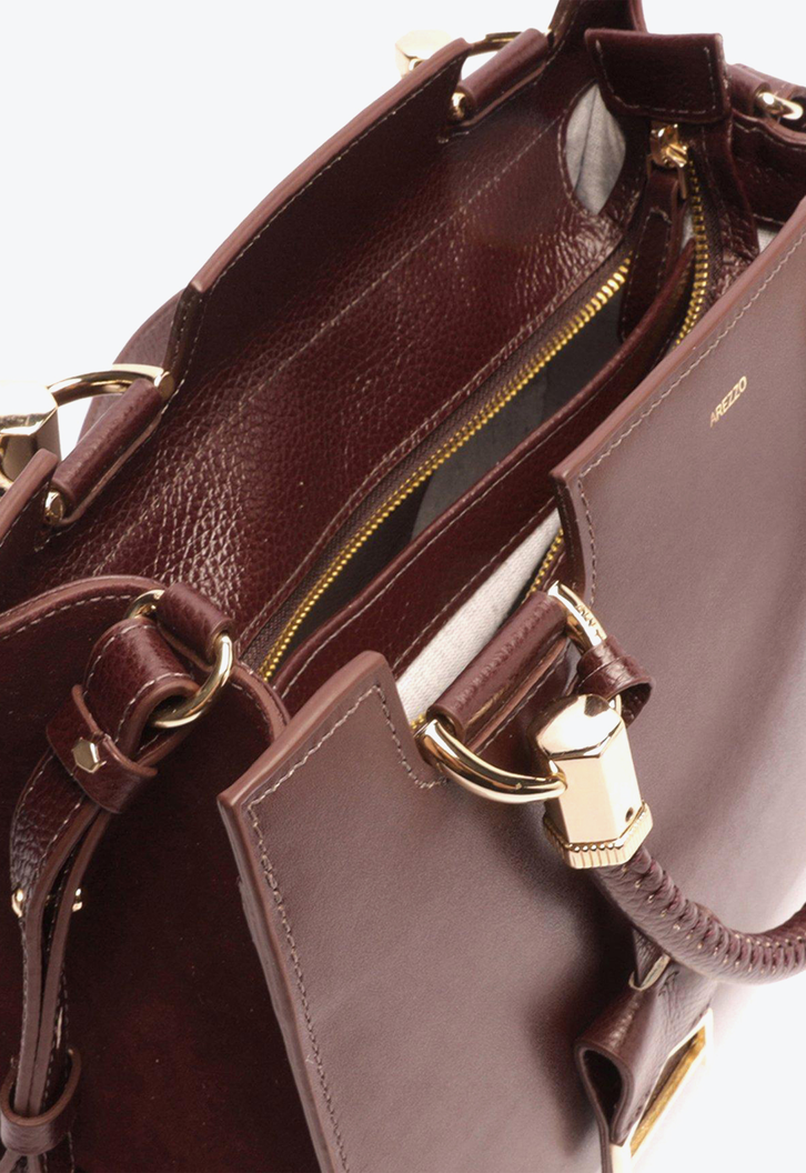 Bolsa Tote Vinho Arezzo Couro Abraccio Grande
