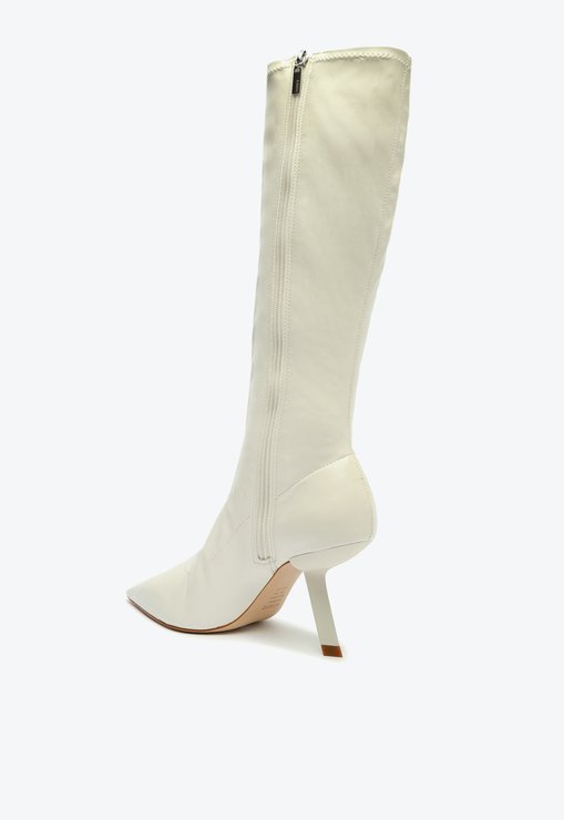 Bota Salto Curvado Over the Knee Branca