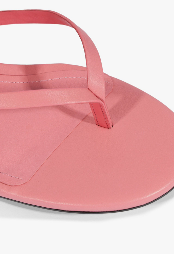 Sandália Mule Tiras Salto Baixo Couro Pink