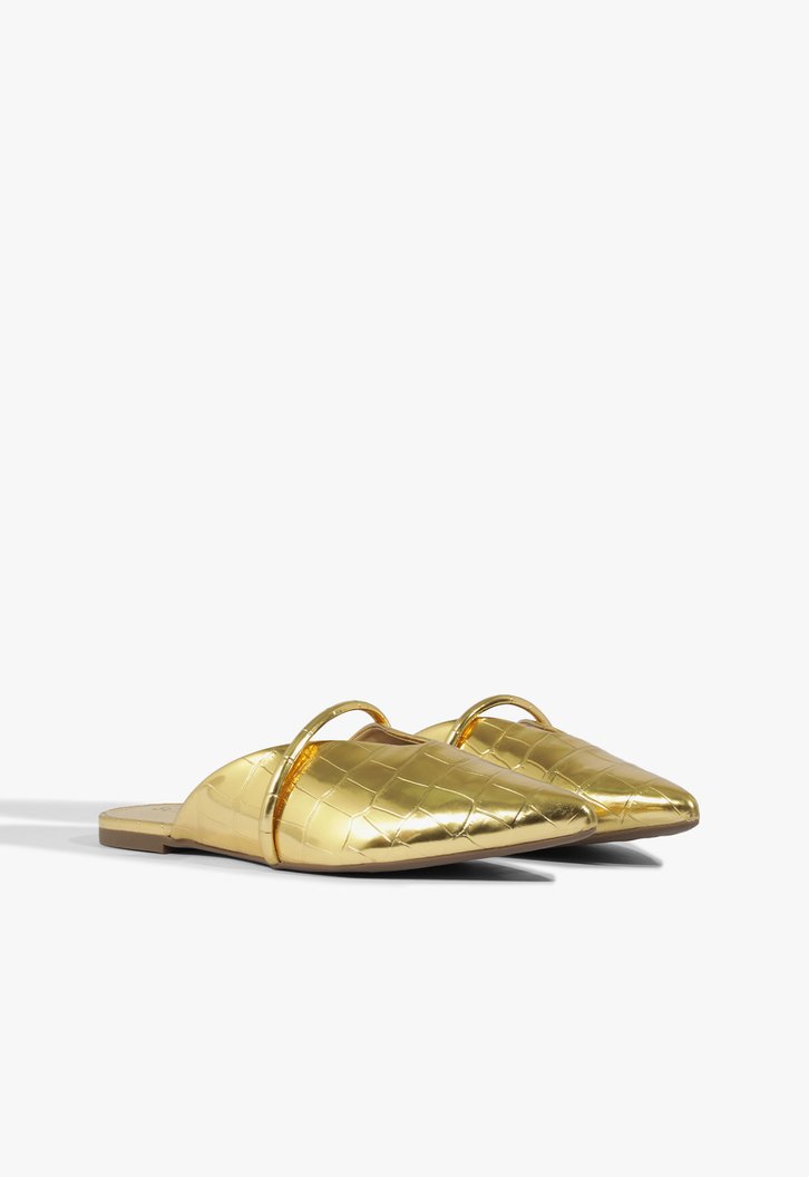 Sapato Mule Animal Print Dourado