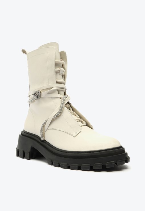BOTA SNAKE E BRANCA SCHUTZ TRATORADA ORLY COURO