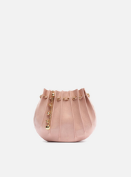 Bolsa Tiracolo Pequena Couro Rosa Corrente
