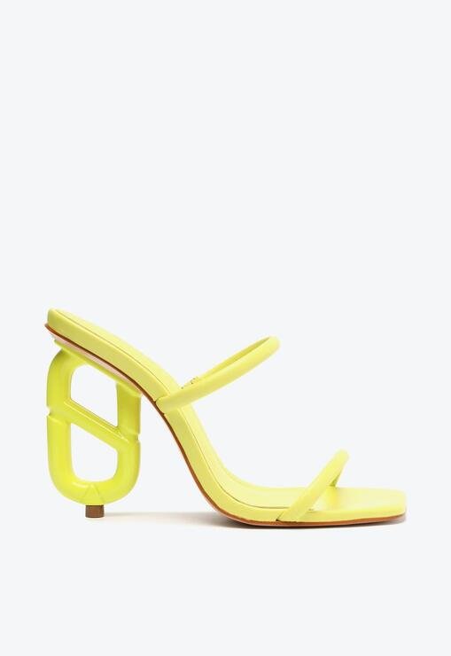 Sandália Mule Salto Logo Amarela