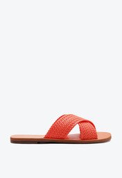 Rasteira Laranja Anacapri Tiras Cruzadas Trançada Monocolor Colorvibes