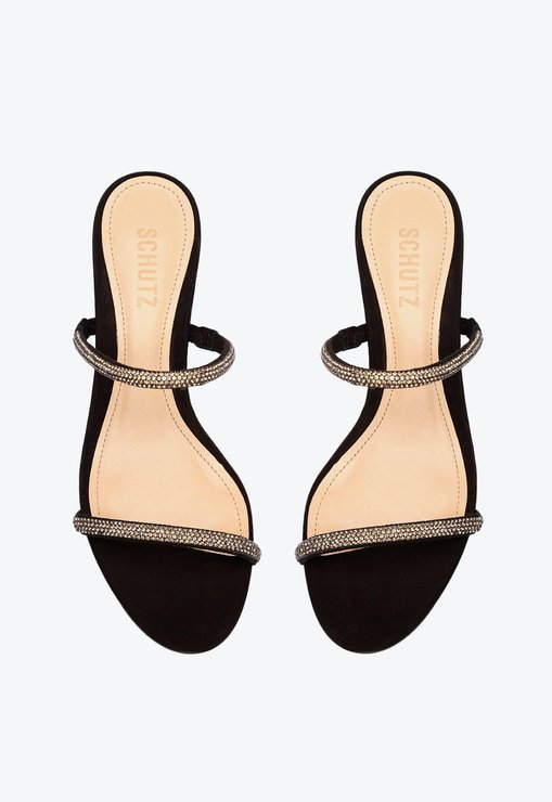 MULE Schutz BLOCK HEEL ARC GLAM BLACK