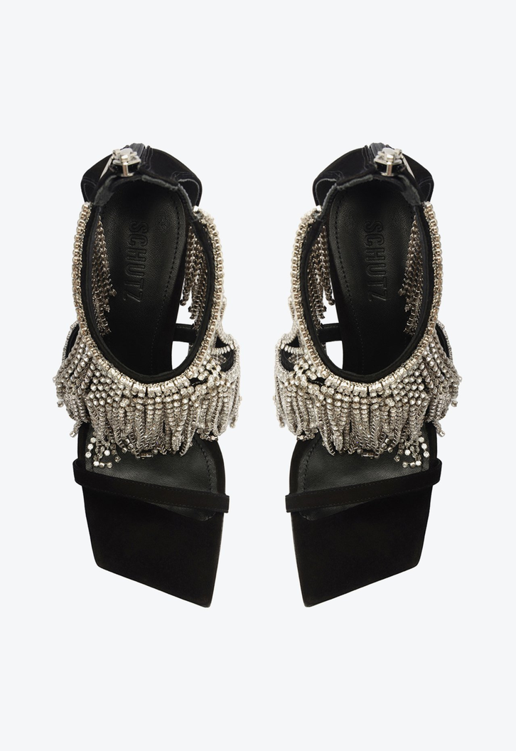 Sandália Preta Schutz Kendall Shine Camurça | ZZ MALL