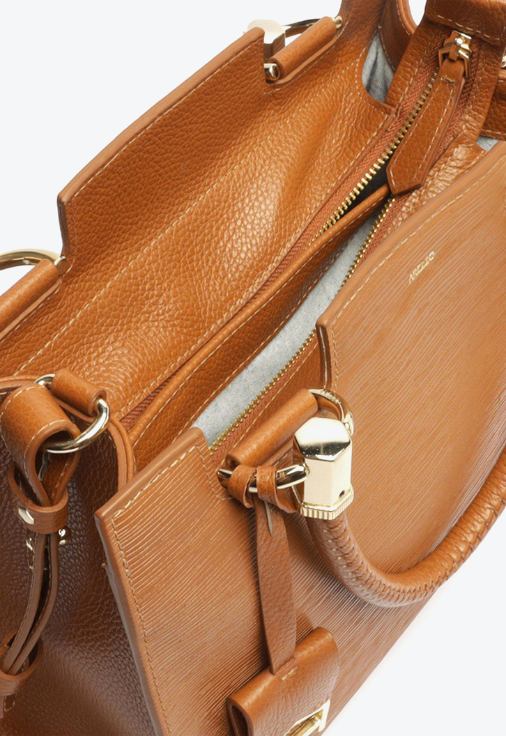 Bolsa Tote Marrom Arezzo Couro Abraccio Grande