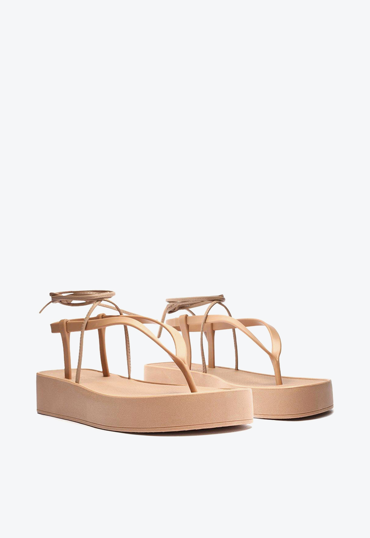 Sandália Flatform Marrom Brizza  Amarração Bela