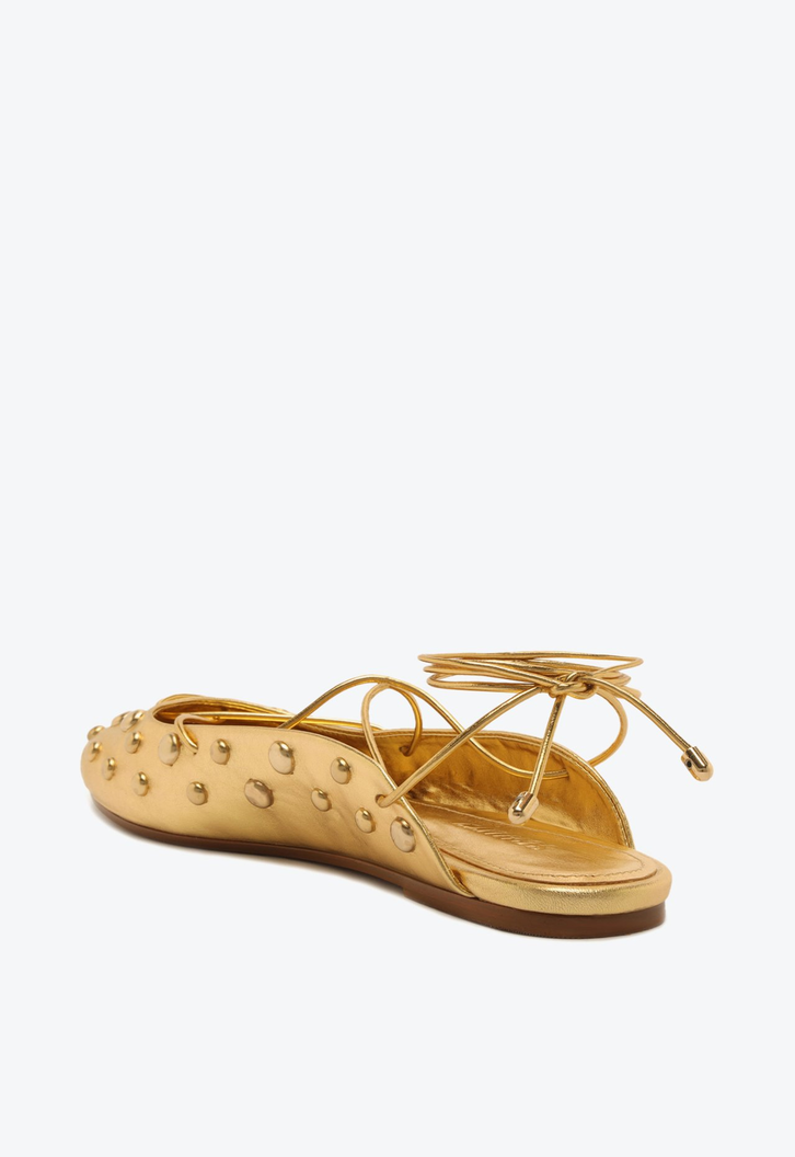 Sapatilha Dourada Schutz Couro Cravejada | ZZ MALL