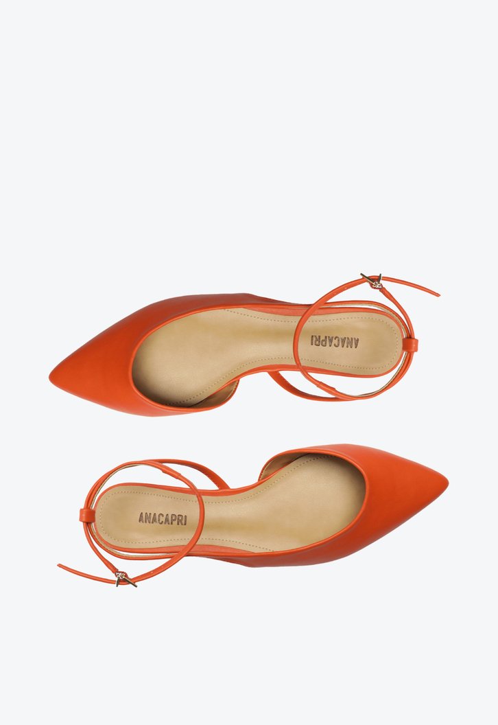 Sapatilha Bico Fino Laranja Fivela