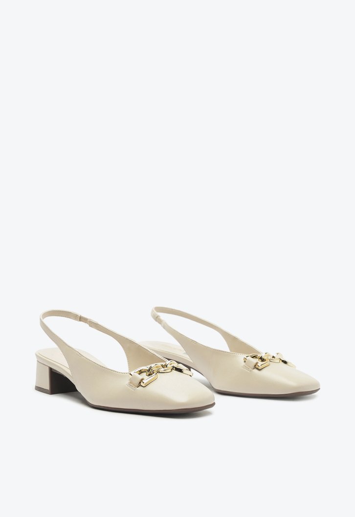 Sapatilha Slingback Bico Quadrado Bridão Branca