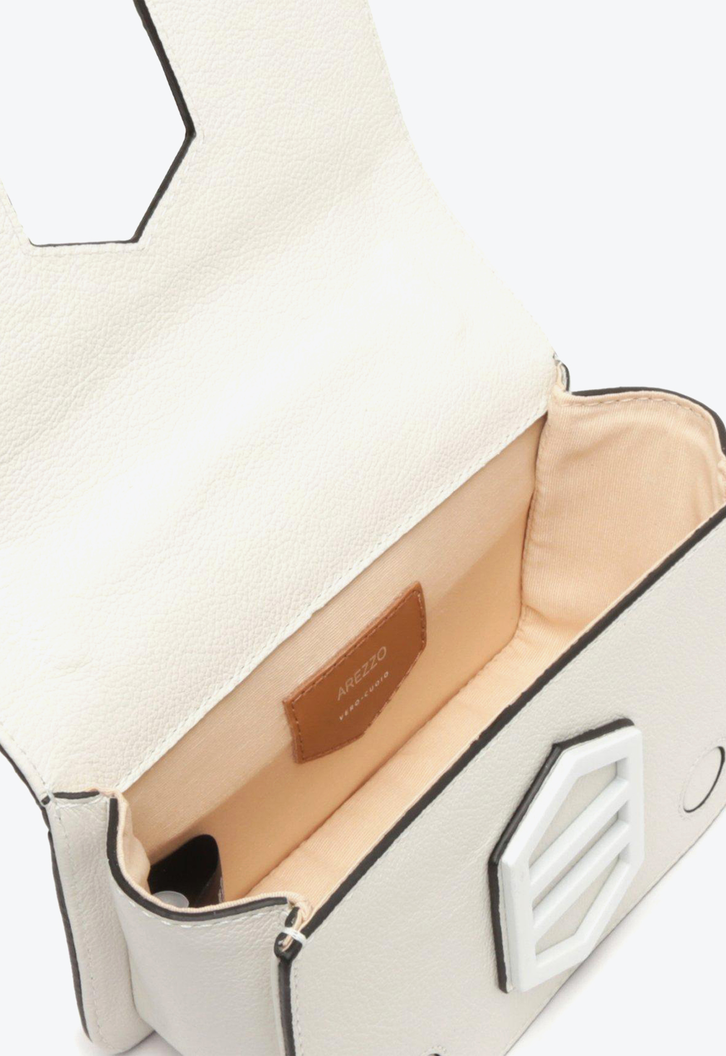 Bolsa Tiracolo Branca Arezzo Couro Snake Karen Pequena