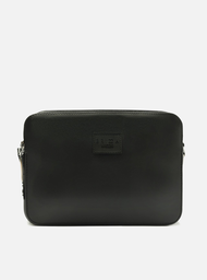 Bolsa Tiracolo Preta Alça Colorida Brizza
