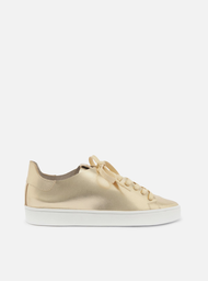 Tênis Casual Dourado Arezzo Couro Cadarço