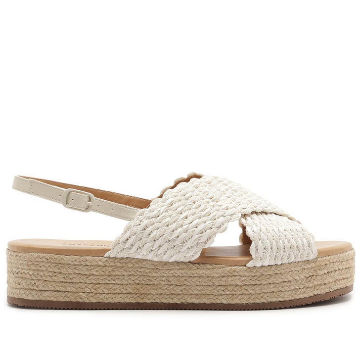 Sandália Plataforma Tiras Cruzadas Naturais Branca