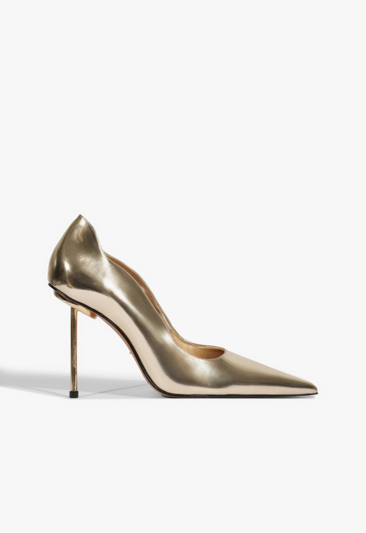 Sapato Scarpin Salto Alto Dourado