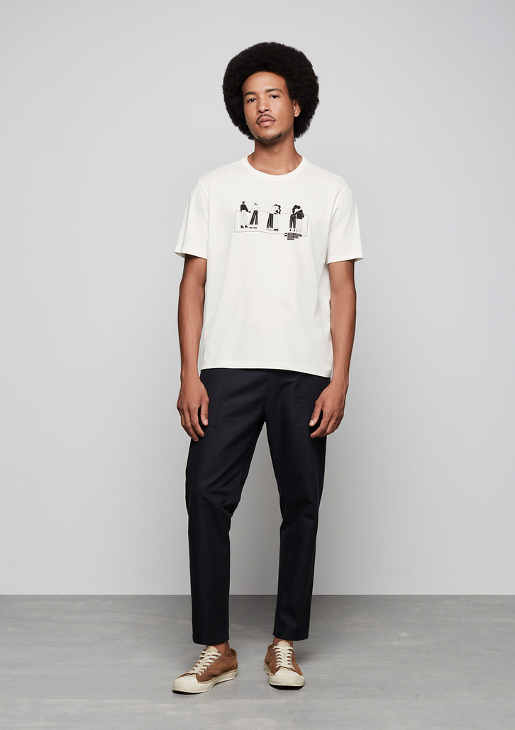 Camiseta Off-White Dzarm Manga Curta Em Ribana Estampada