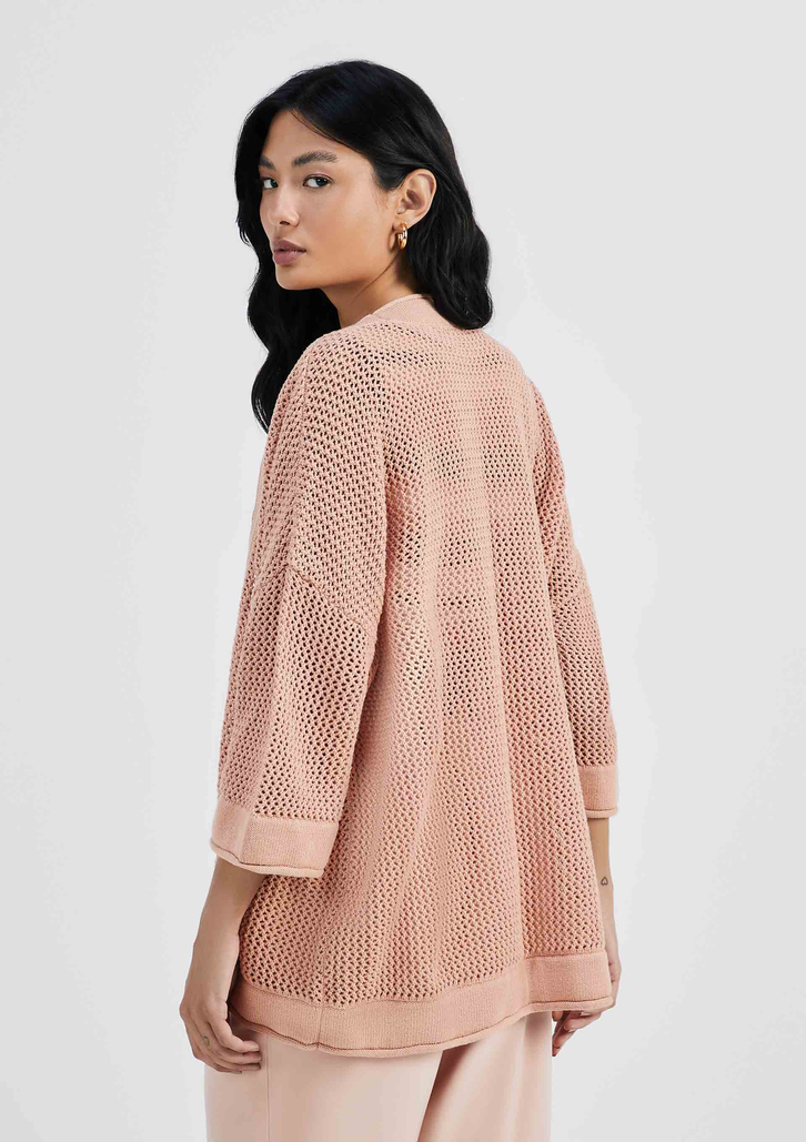 Kimono Rosa Hering Manga Tricô Texturizado | ZZ MALL