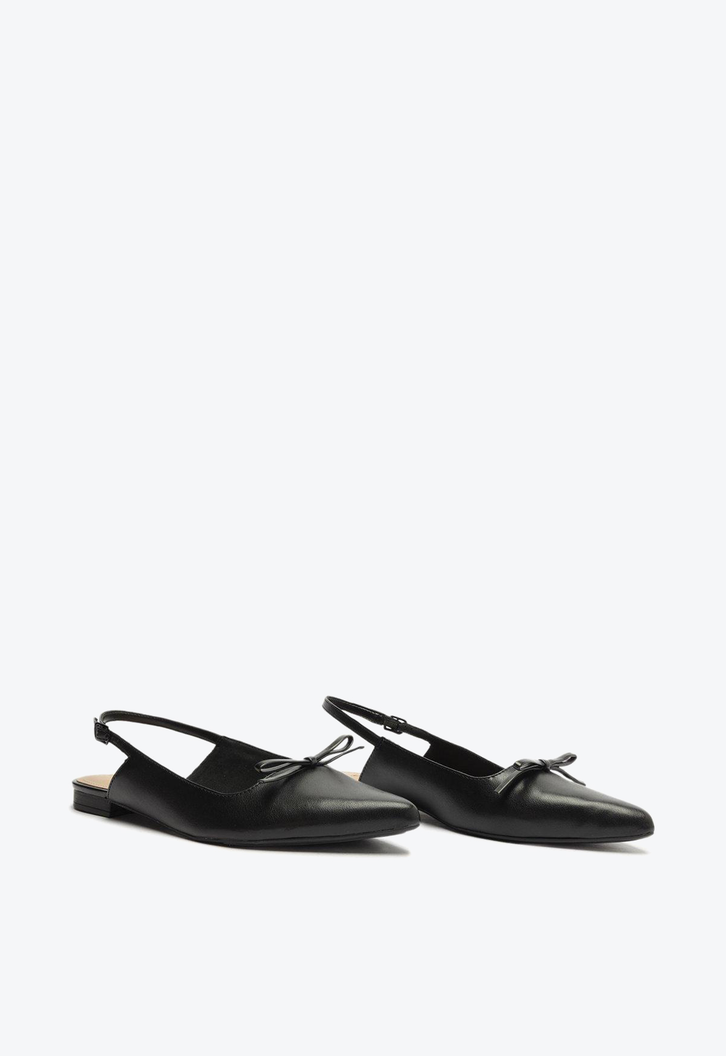 Sapatilha Preta Anacapri Slingback Bico Fino Laço