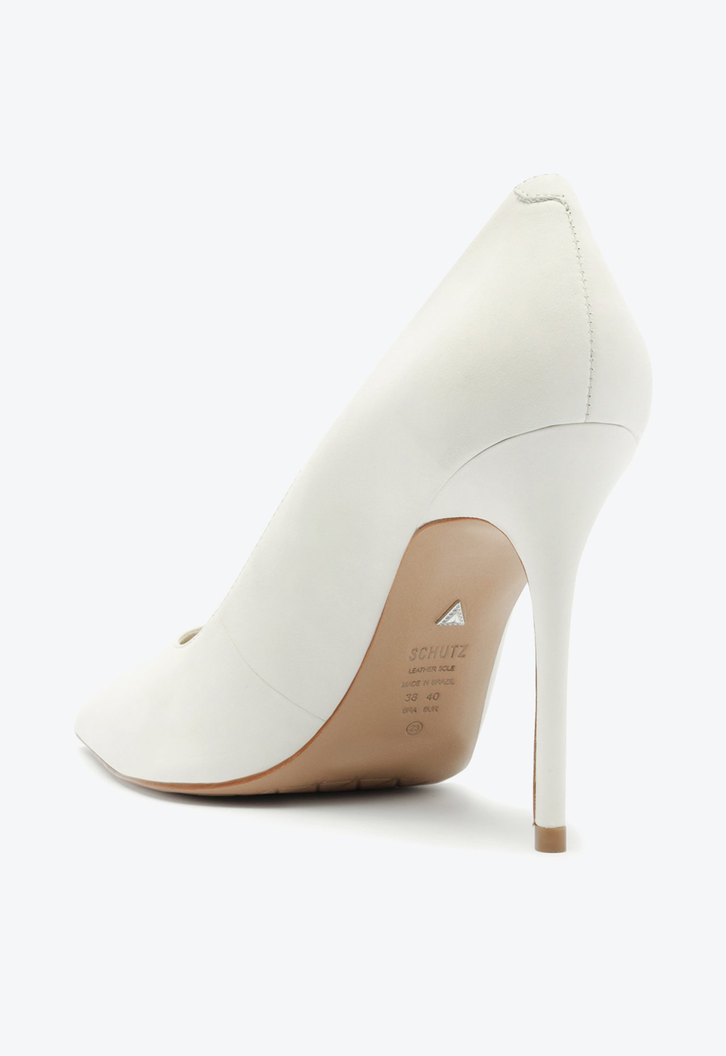 Sapato Scarpin Salto Alto Ines Couro Branco