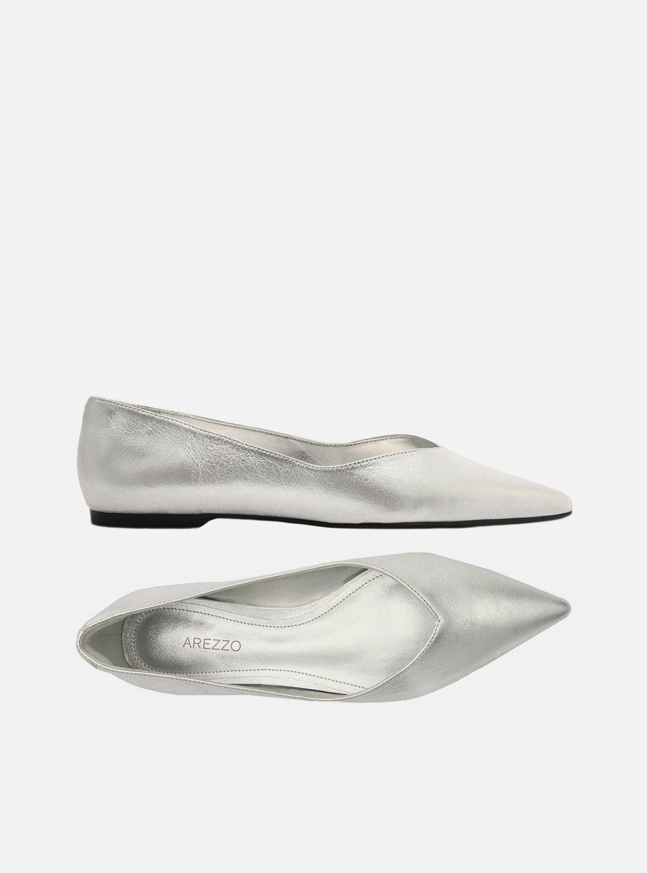 Sapatilha Prateada Bico Fino Minimal | ZZ MALL