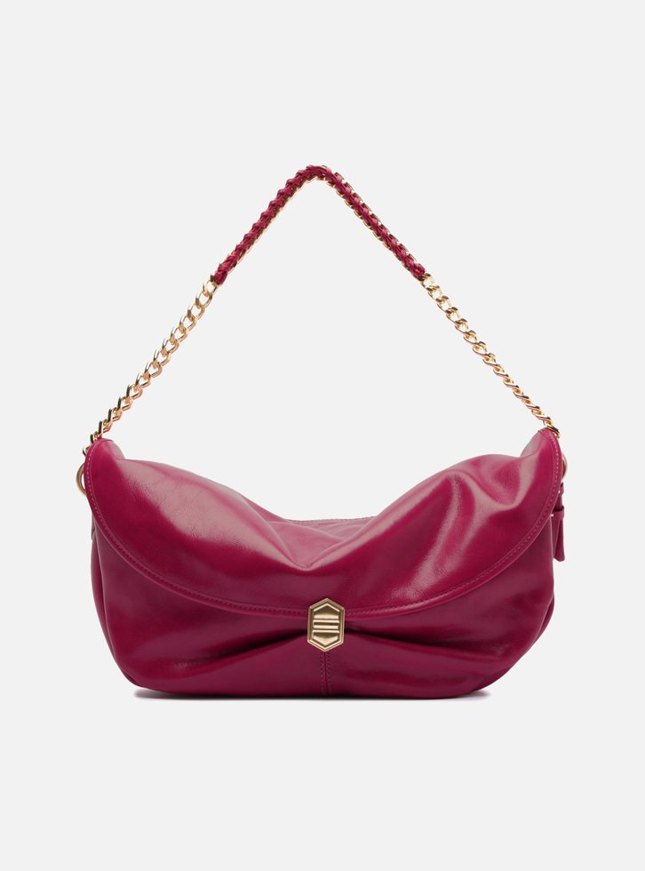 Bolsa Tiracolo Vermelha Couro Metais