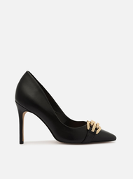 Scarpin preto couro salto alto best sale