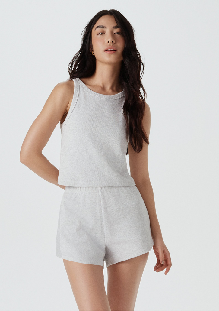 Pijama Curto Cinza Hering Feminino Canelado