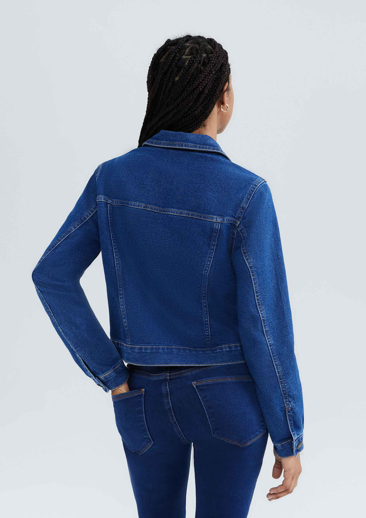Jaqueta Azul Hering Jeans Básica Feminina Com Elastano