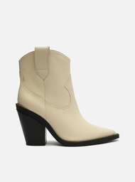 Bota Western Off-white Arezzo Couro Cano Curto Bloco