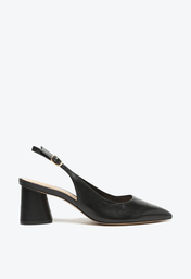 Scarpin Preto Arezzo Couro Bloco Slingback