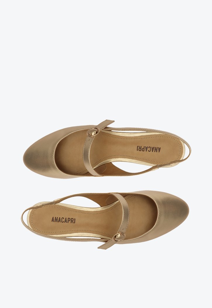 Sapato Chanel Salto Bloco Dourado Classy