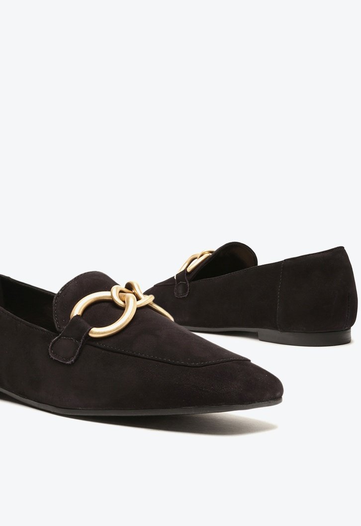 Mocassim Preto Arezzo Nobuck Bico Quadrado Elos