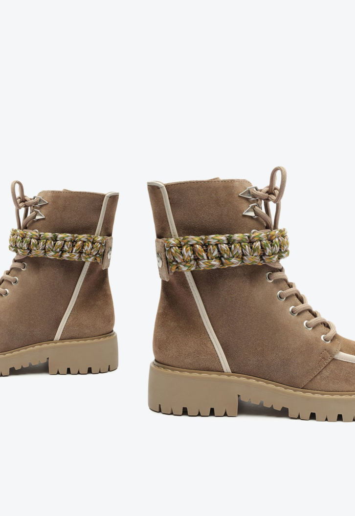 Bota Coturno Brilho Marrom