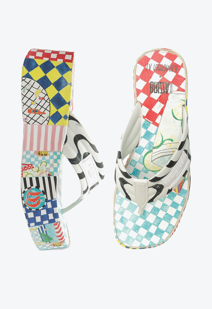 Sandália Flatform Branca Estampada Brizza Lulu